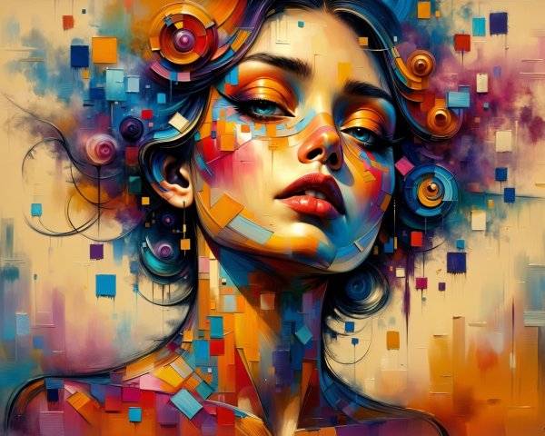 Abstract Portrait of a Woman with Vibrant Colors
