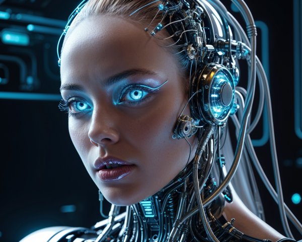 Futuristic Female Figure with Cybernetic Features