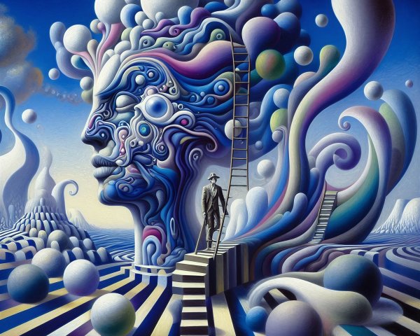 Surreal Landscape with Abstract Head and Figure