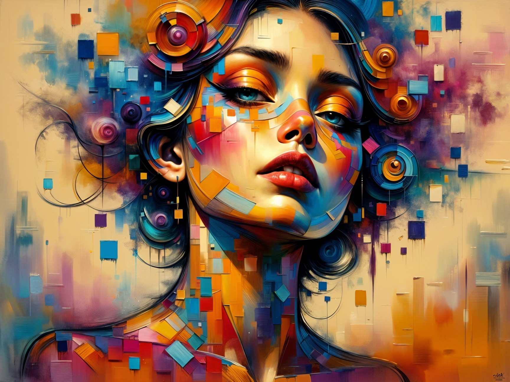 Abstract Portrait of a Woman with Vibrant Colors