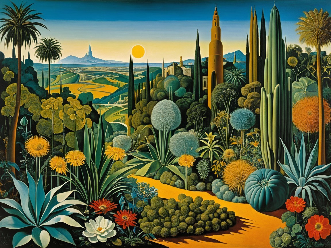 Vibrant Landscape with Hills and Cypress Trees