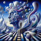 Surreal Landscape with Abstract Head and Figure