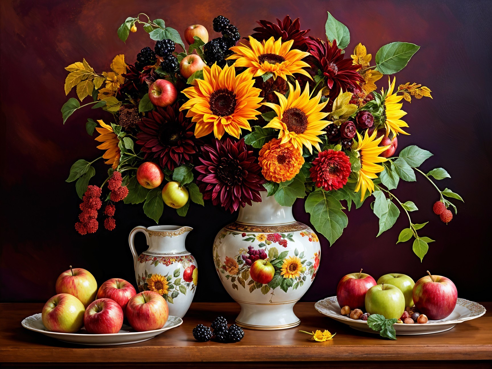 Floral Arrangement with Sunflowers and Autumn Decor