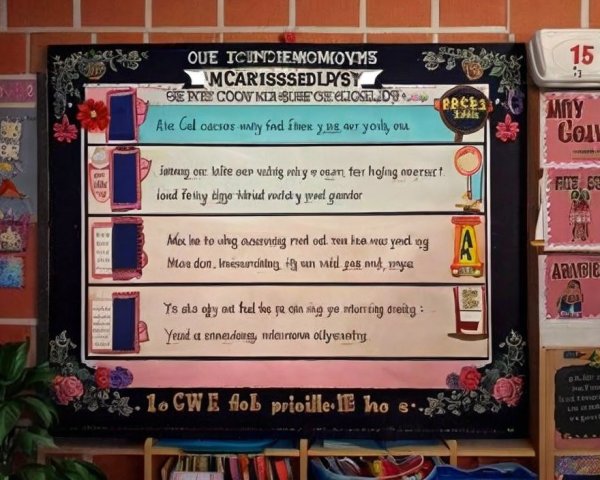 Colorful Classroom Bulletin Board with Educational Themes