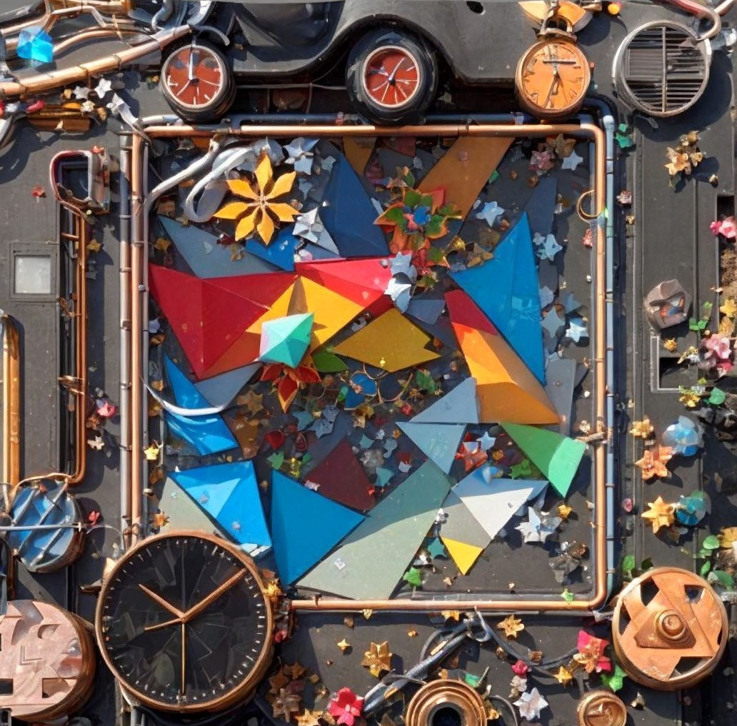 Colorful Geometric Shapes on Dark Textured Background