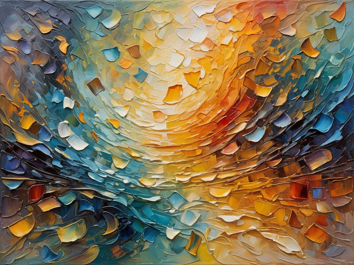 Abstract Landscape with Vibrant Blue and Orange Hues