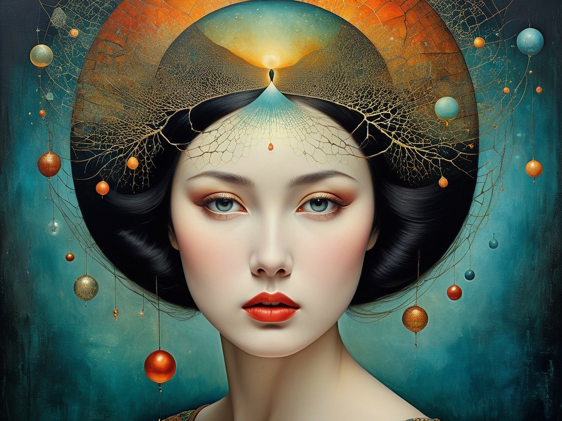 Portrait of a Woman with Ethereal Features and Colors