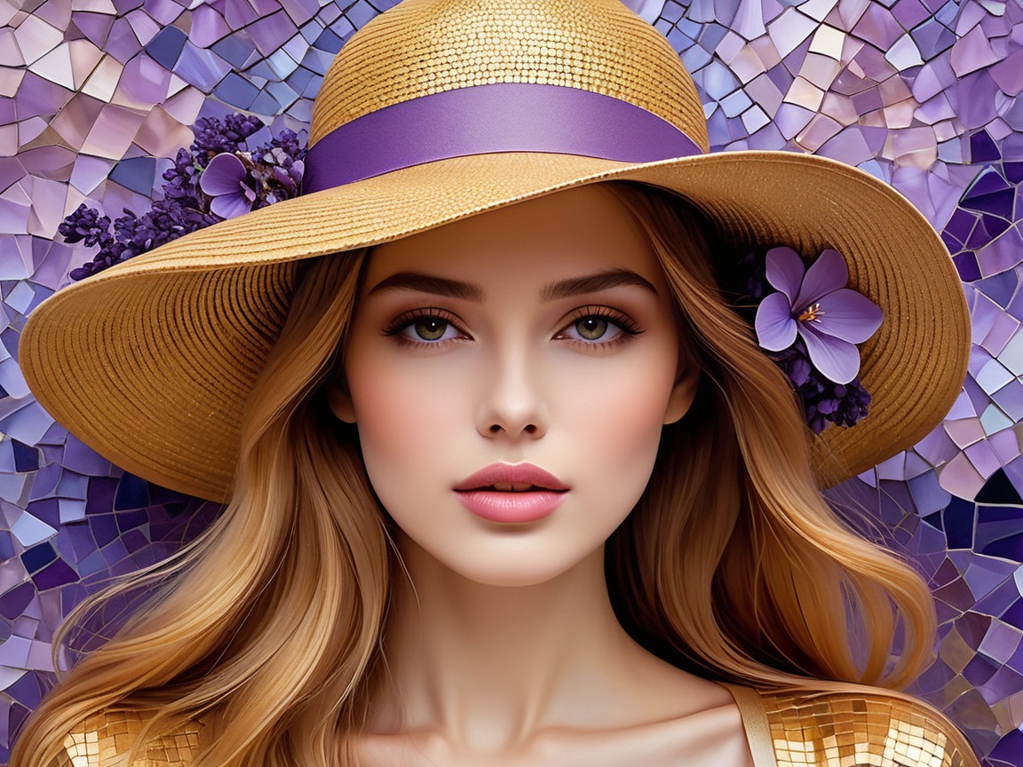 Close-Up Portrait of Young Woman in Straw Hat