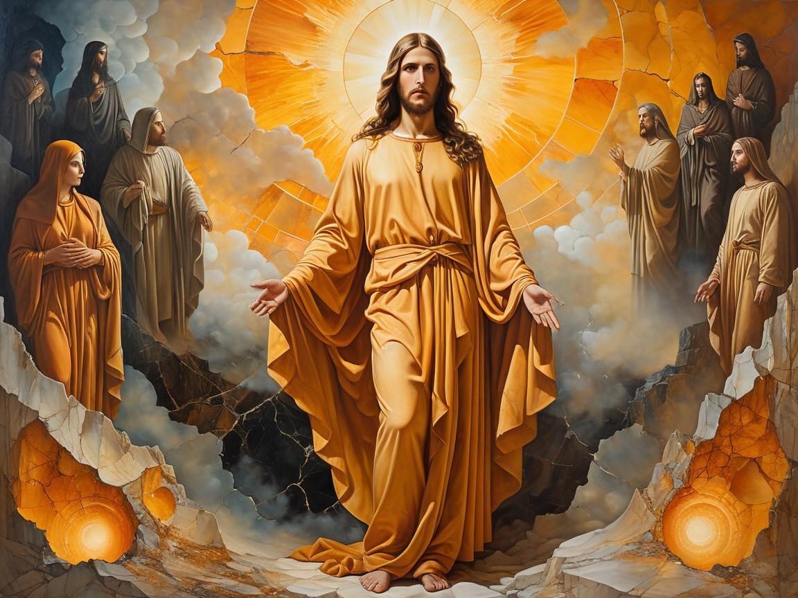 Radiant Figure of Jesus in Golden Robes and Light