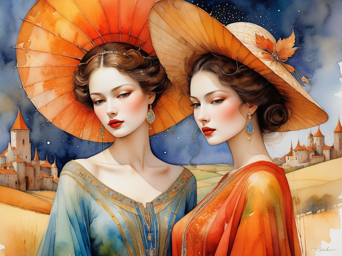 Elegant Women in Vibrant Traditional Garments