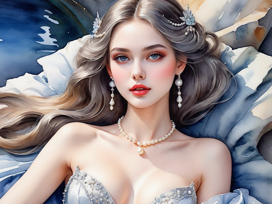 Young woman with silvery hair and elegant attire