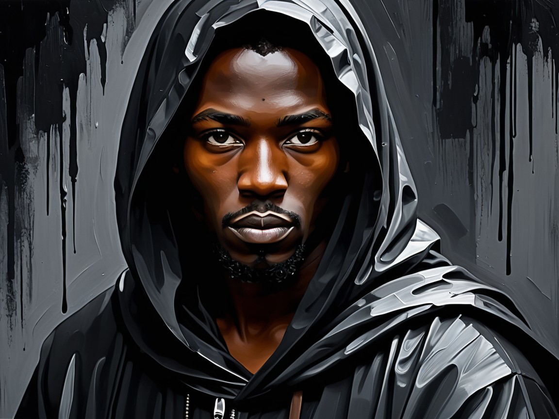 Portrait of a Young Man in Black Hooded Cloak