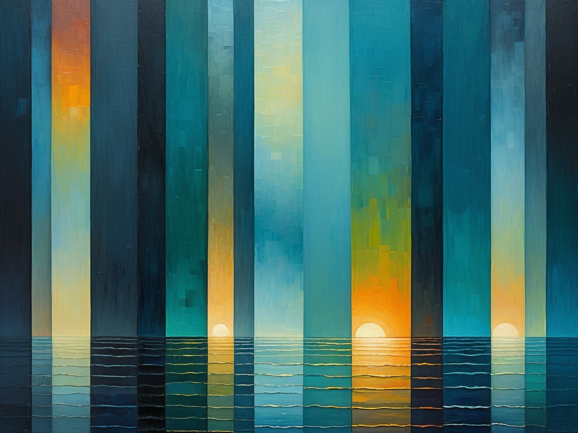 Abstract Painting of Colorful Vertical Bands