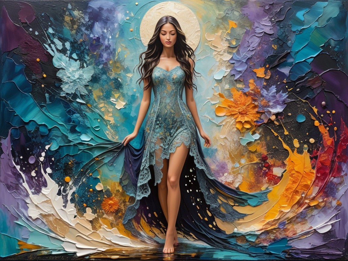 Impressionistic Full-Body Oil Painting of a Woman