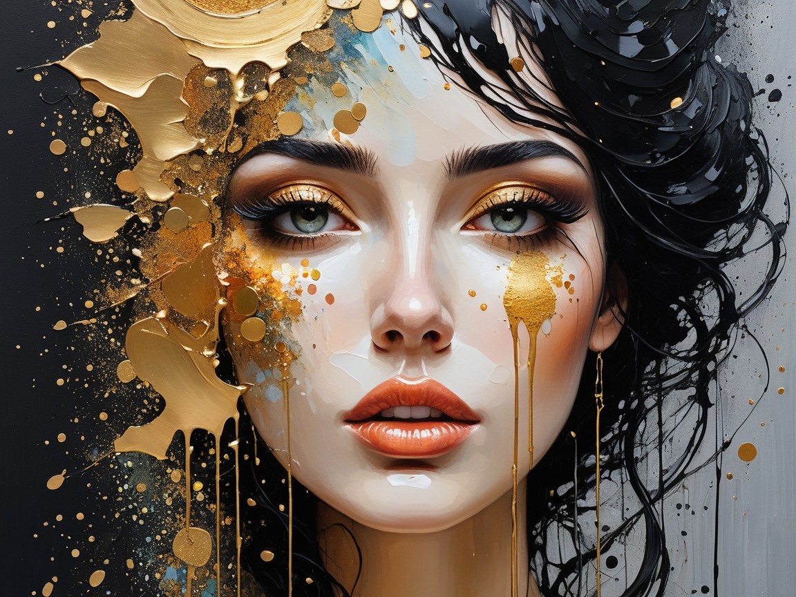 Portrait of a Young Woman with Abstract Elements