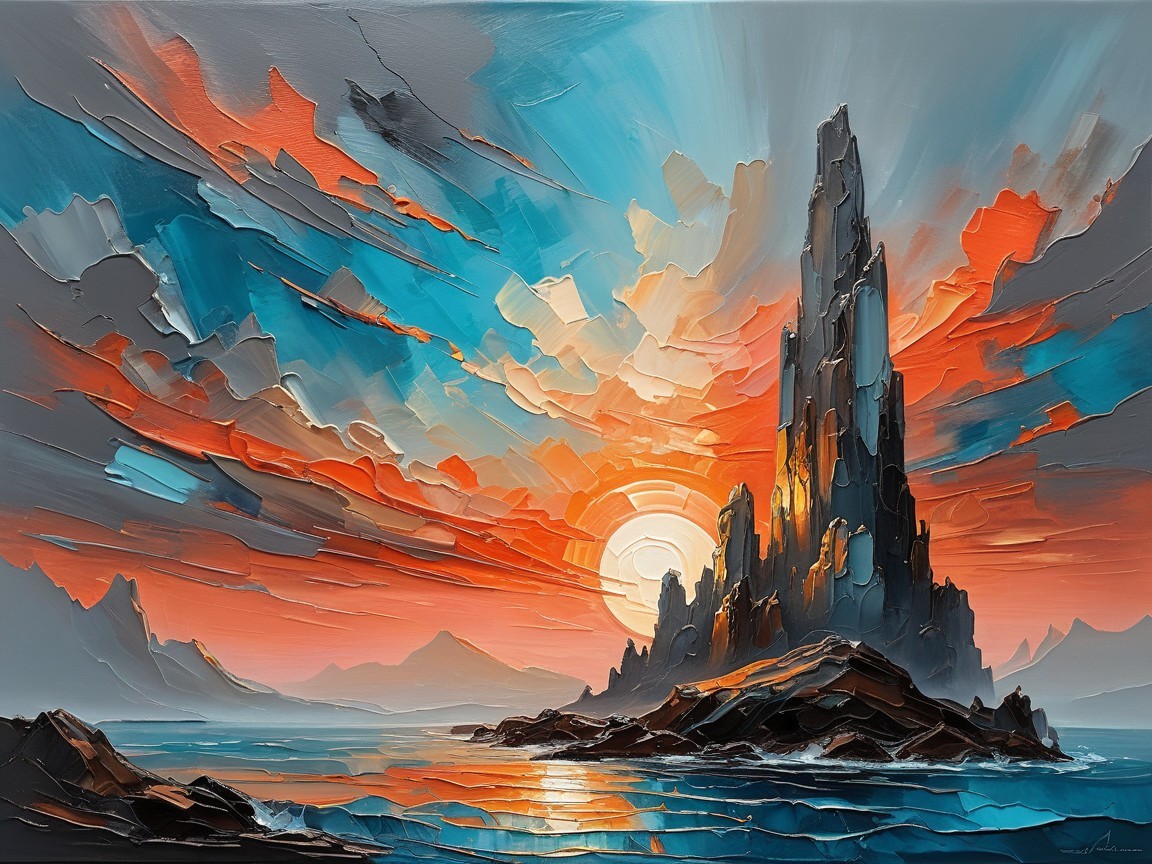 Dramatic Ocean Landscape with Towering Rock Formation