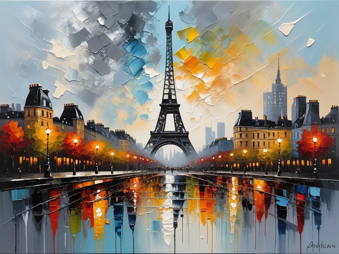 Impressionistic View of Eiffel Tower at Sunrise