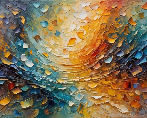 Abstract Landscape with Vibrant Blue and Orange Hues