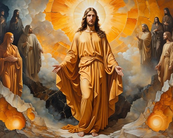 Radiant Figure of Jesus in Golden Robes and Light