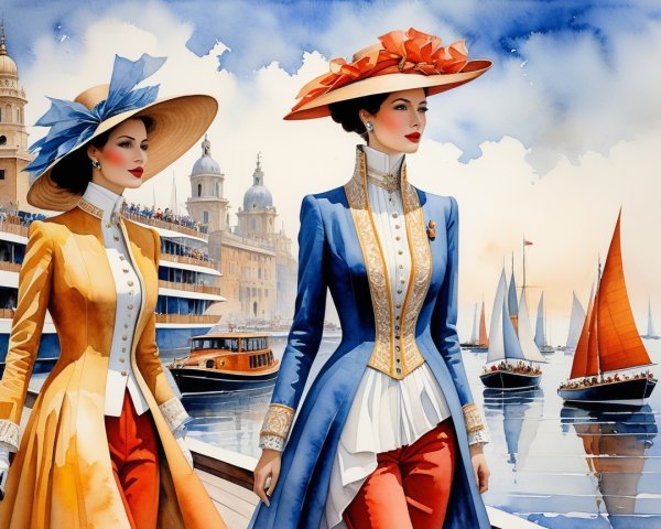 Elegant Women in Historical and Modern Fashion by Harbor