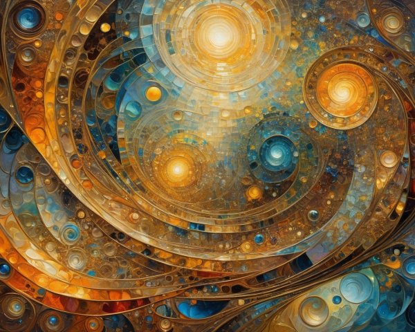 Abstract Composition with Vibrant Cosmic Patterns