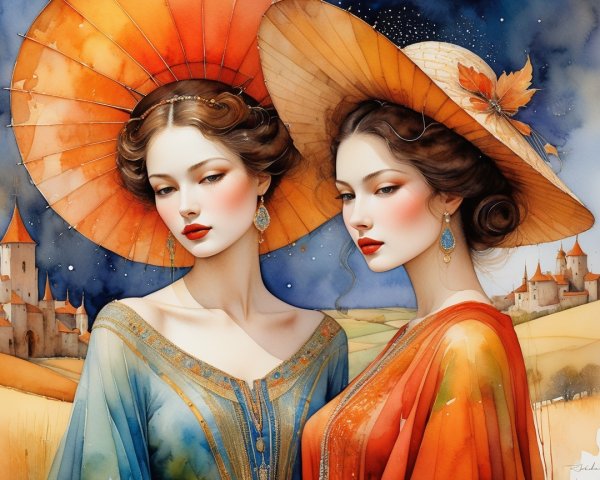 Elegant Women in Vibrant Traditional Garments