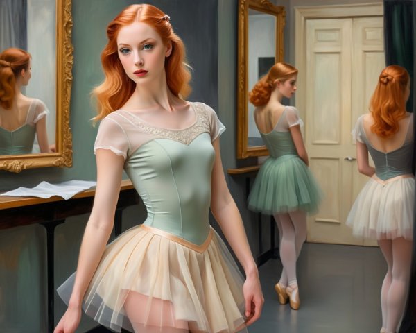 Ballet Dancer in Pastel Leotard in Dressing Room