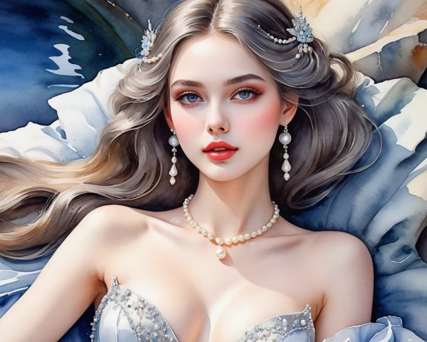 Young woman with silvery hair and elegant attire