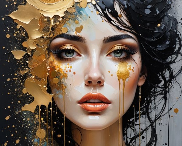 Portrait of a Young Woman with Abstract Elements