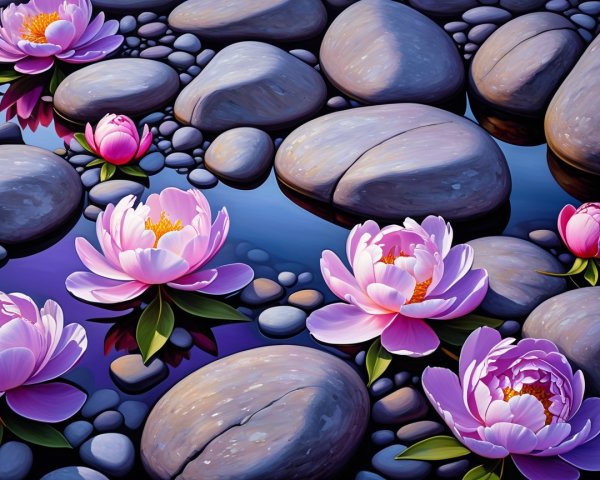 Pink Water Lilies on a Serene Water Surface
