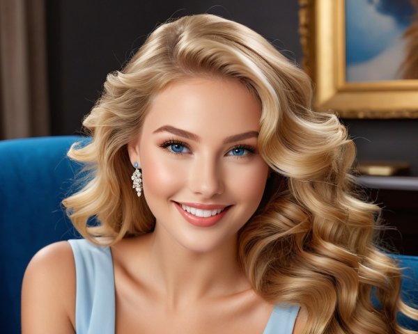 Young woman with blonde hair in elegant setting