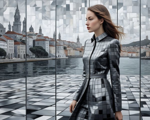 Digital Painting of a Woman in a Trench Coat