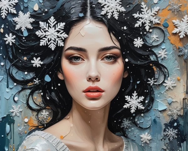 Close-up of Snow White in a winter setting