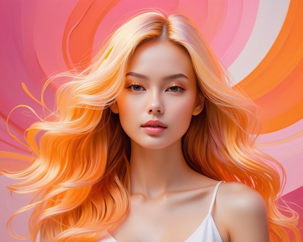 Portrait of a Young Woman with Orange Hair and Makeup