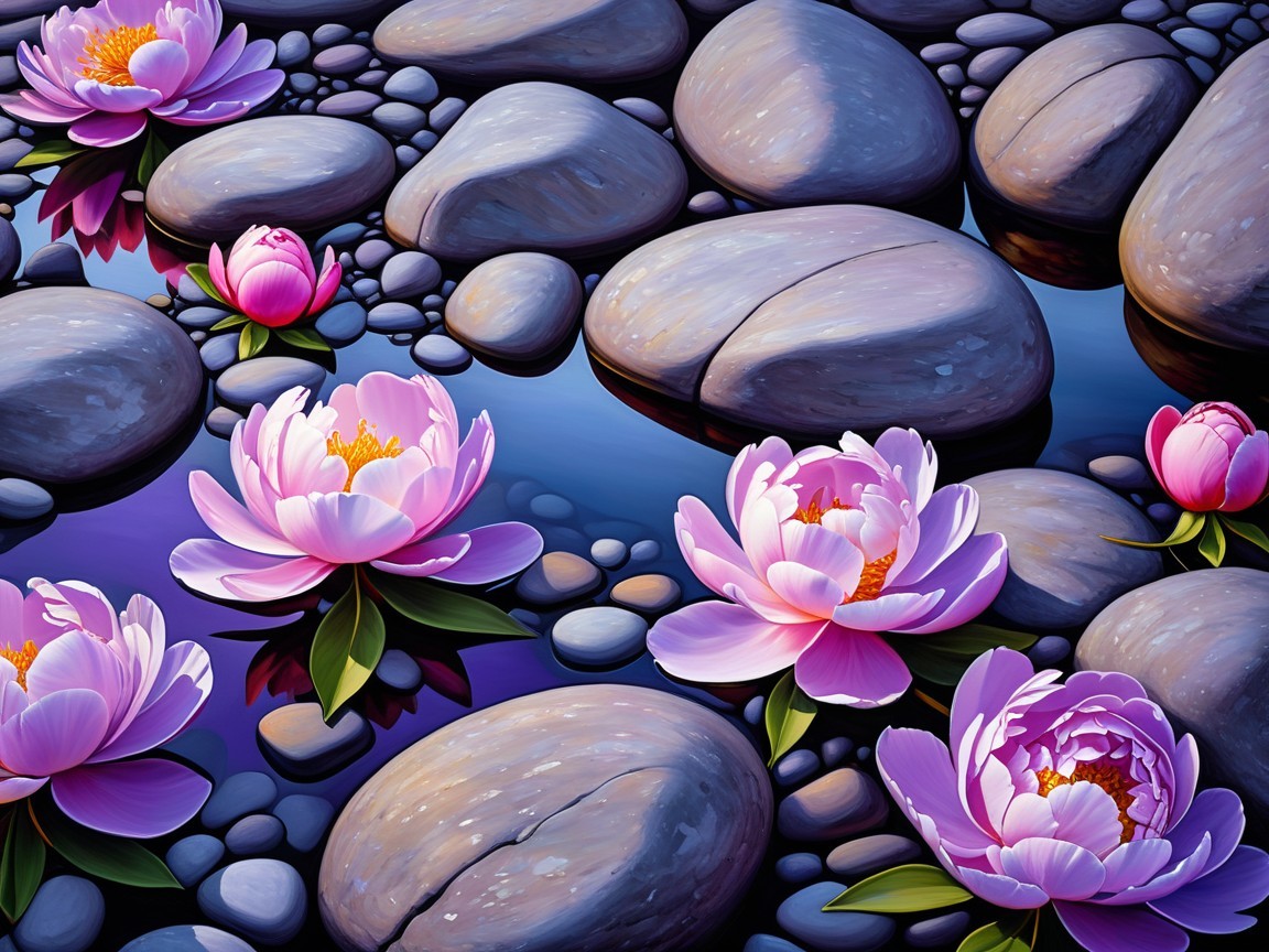 Pink Water Lilies on a Serene Water Surface