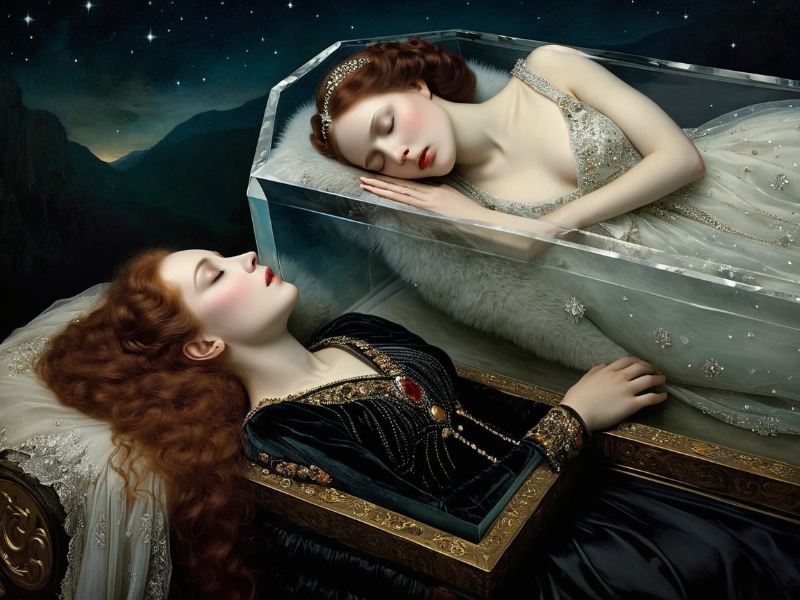 Ethereal Figures in a Dreamlike Night Setting