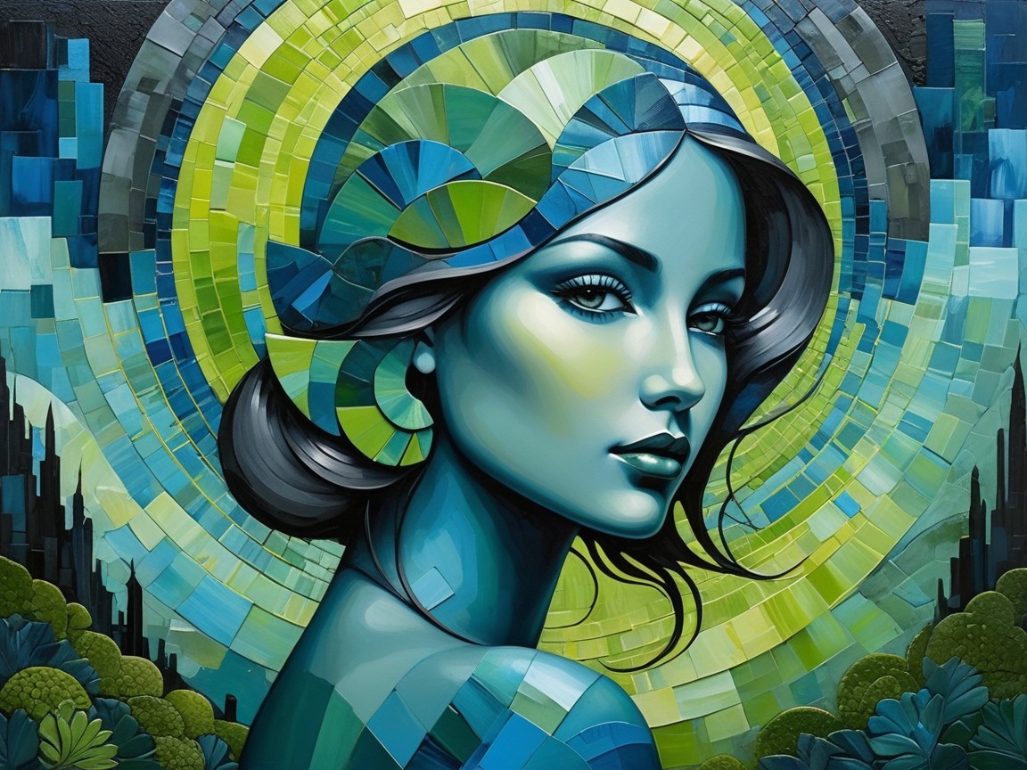 Stylized portrait of a woman with vibrant colors