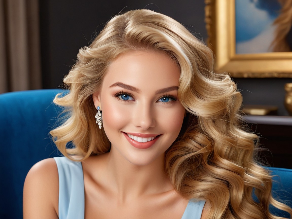 Young woman with blonde hair in elegant setting