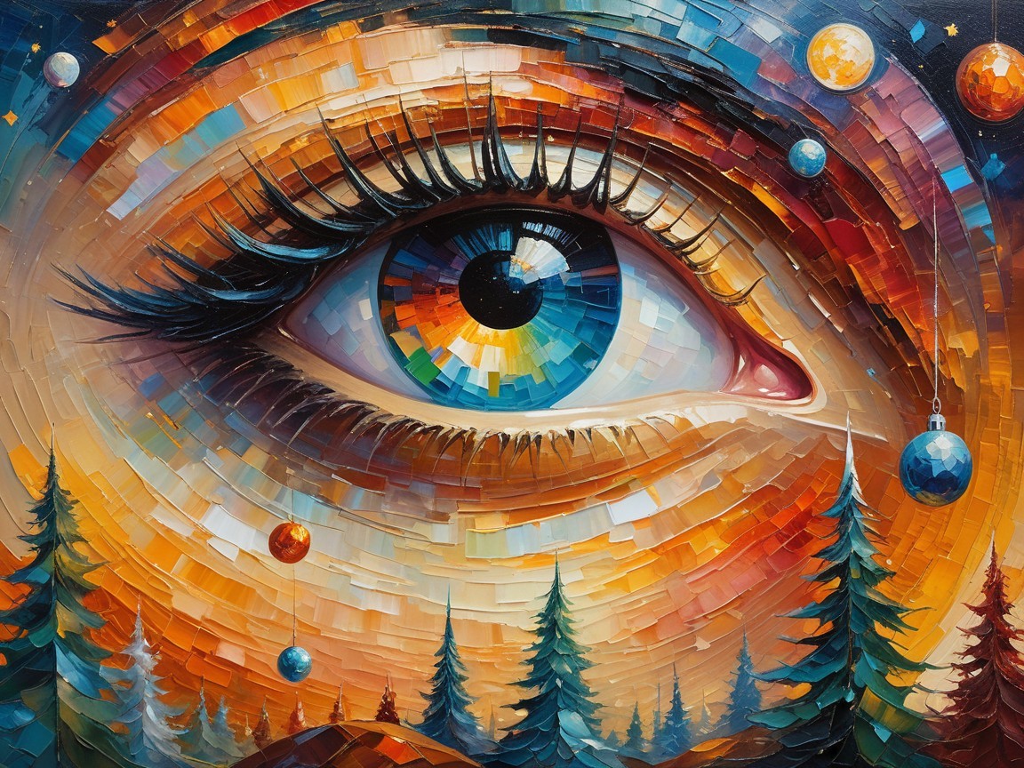 Colorful Impasto Painting of a Large Human Eye