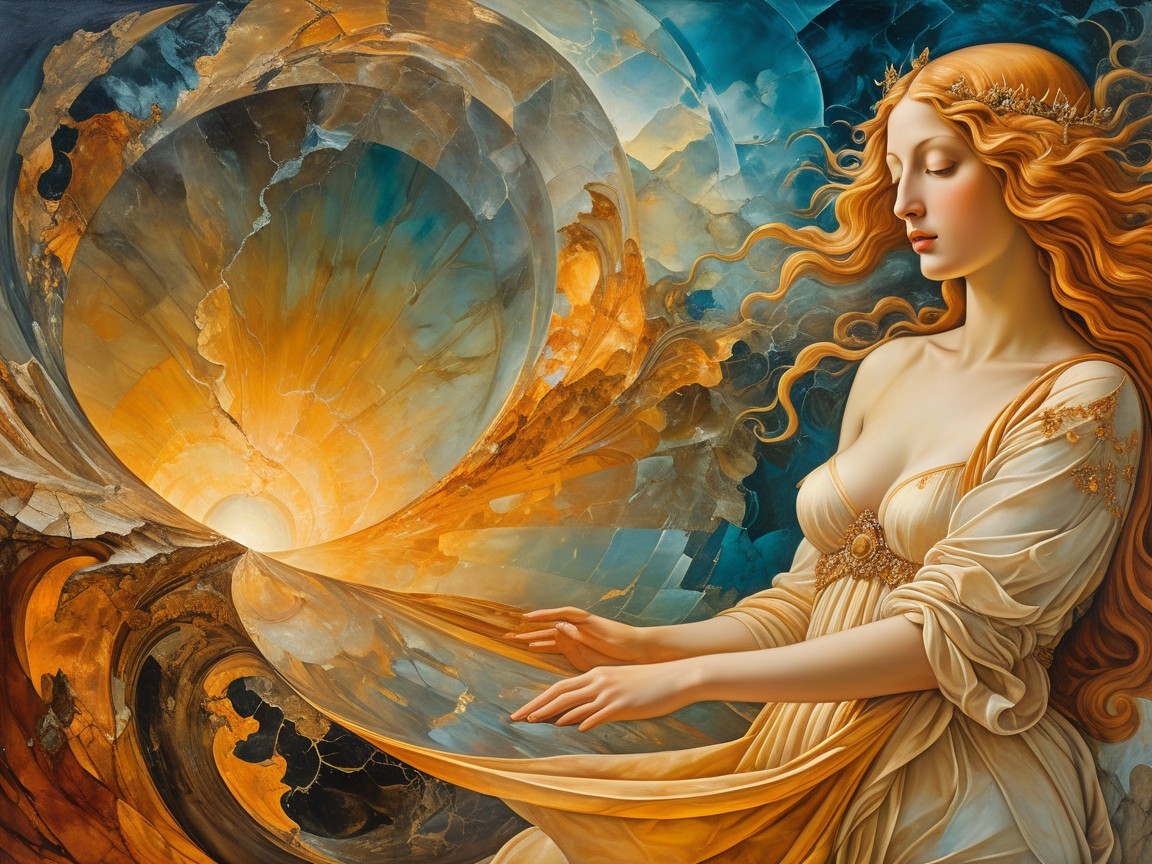 Celestial Landscape Featuring a Graceful Woman