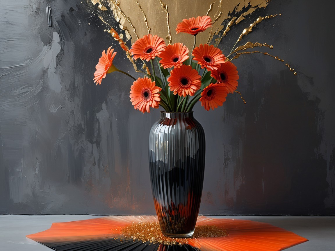 Vibrant Orange Gerbera Daisies in Stylish Vase Arrangement