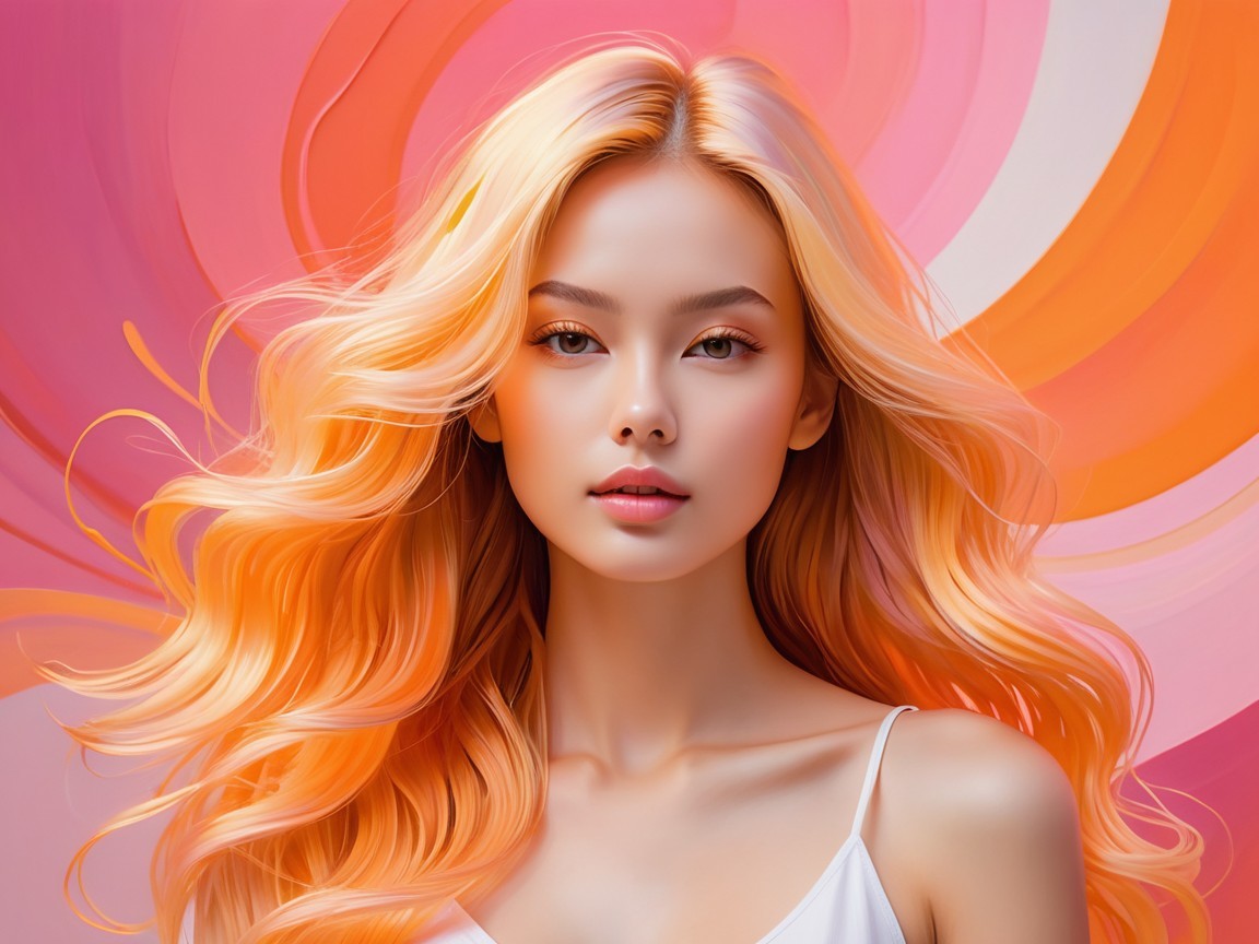 Portrait of a Young Woman with Orange Hair and Makeup