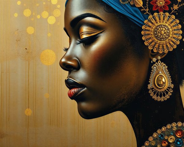 Side Profile Portrait of a Woman in Luxurious Style