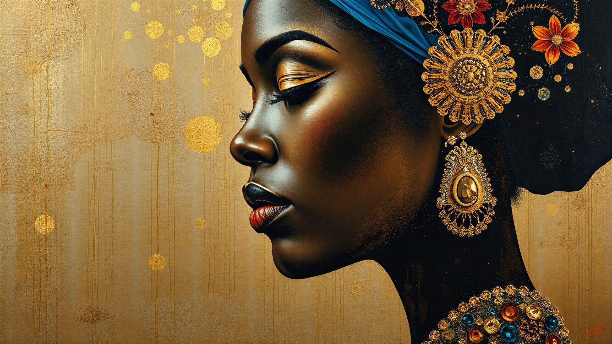 Side Profile Portrait of a Woman in Luxurious Style