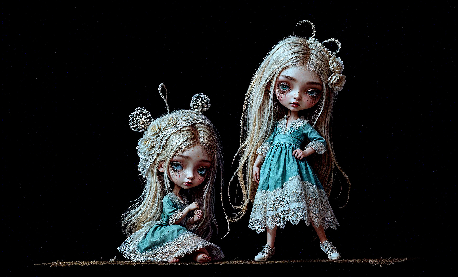 Whimsical dolls with elongated features and unique styles