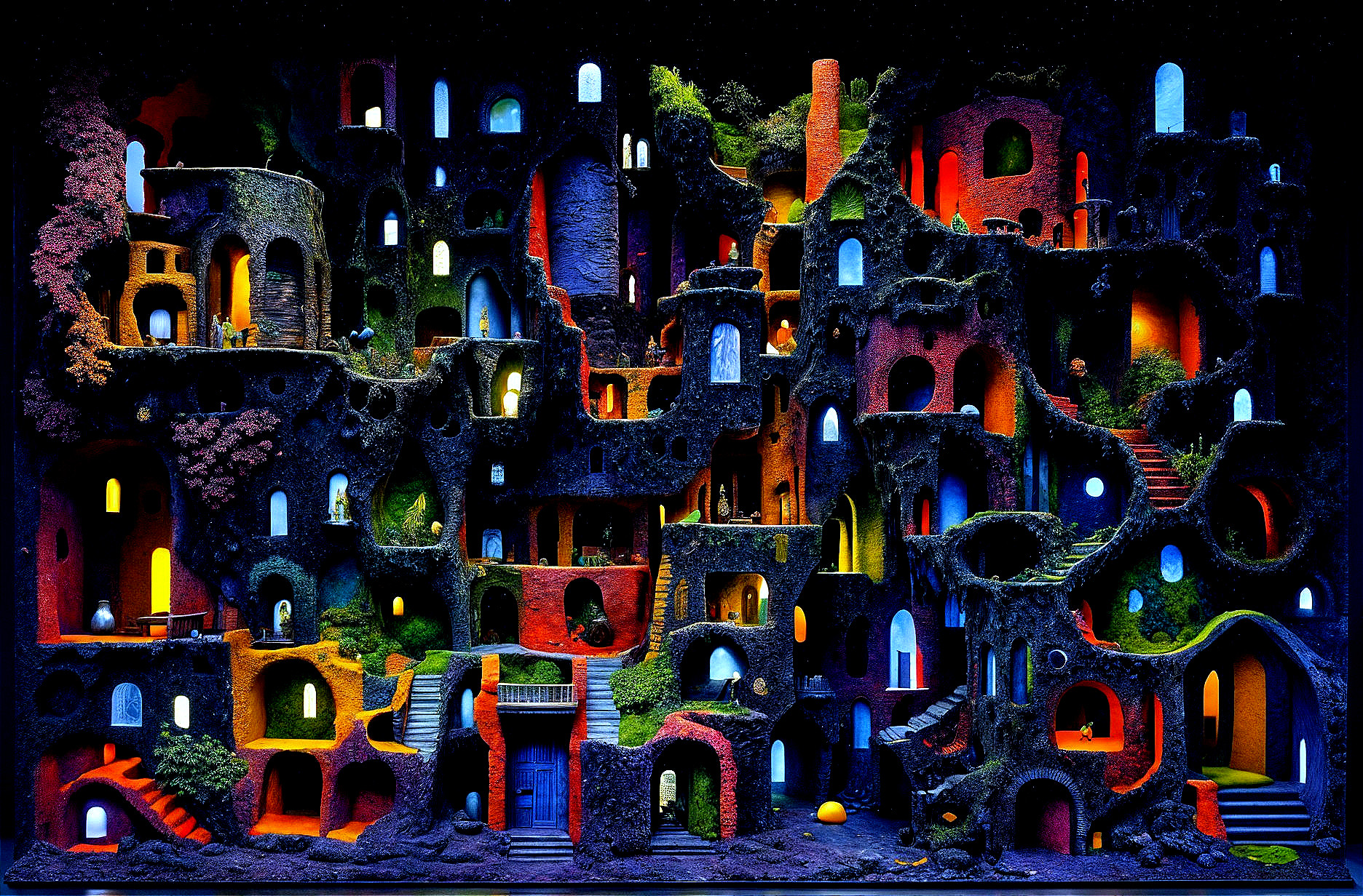 Miniature Abstract Cityscape with Colorful Structures