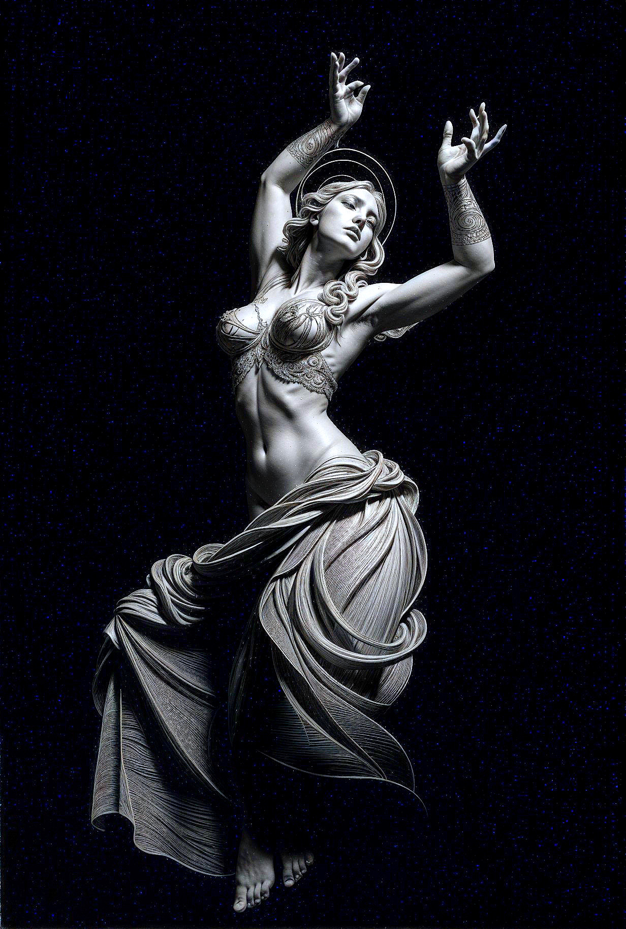 Detailed Sculpture of a Dancing Female Figure