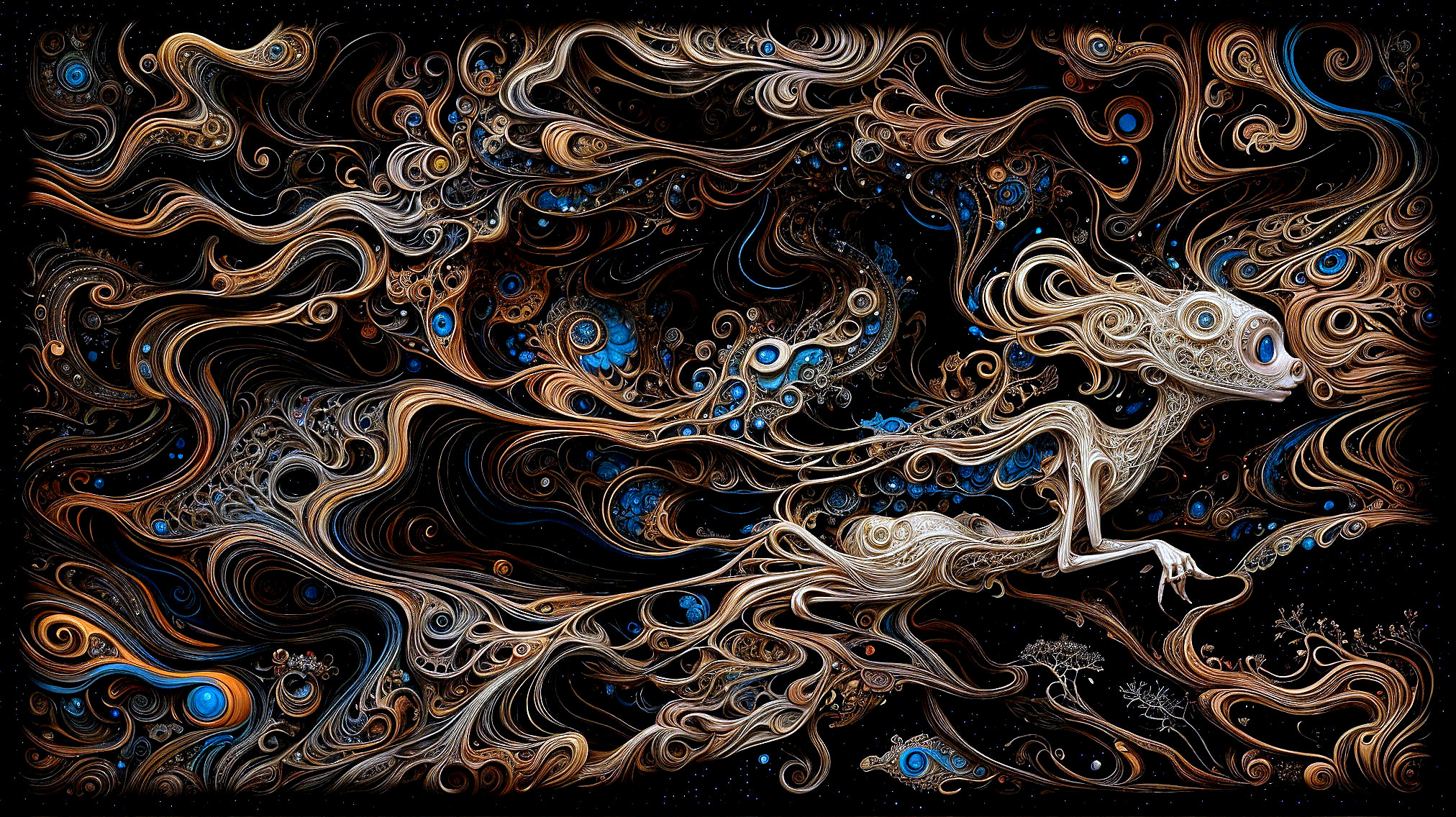 Abstract Surreal Creature in Cosmic Colorful Backdrop