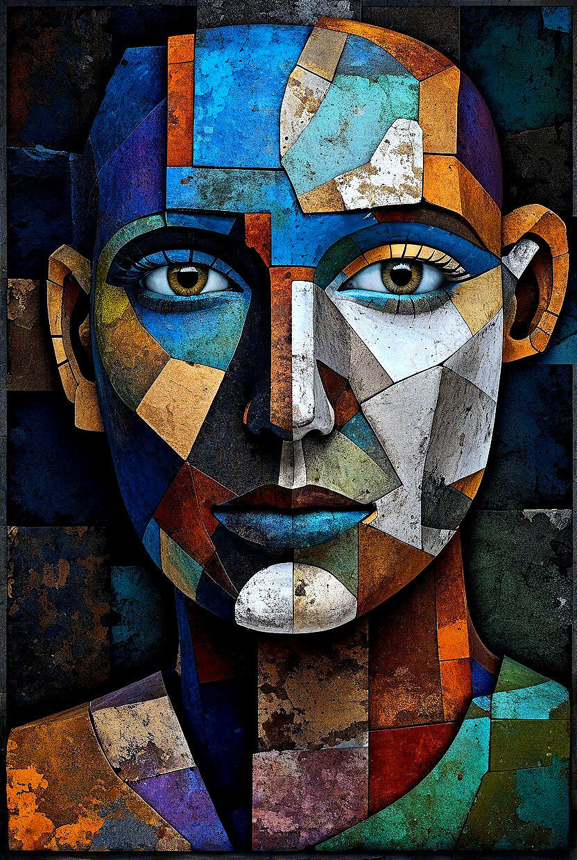 Abstract Geometric Portrait in Vibrant Colors