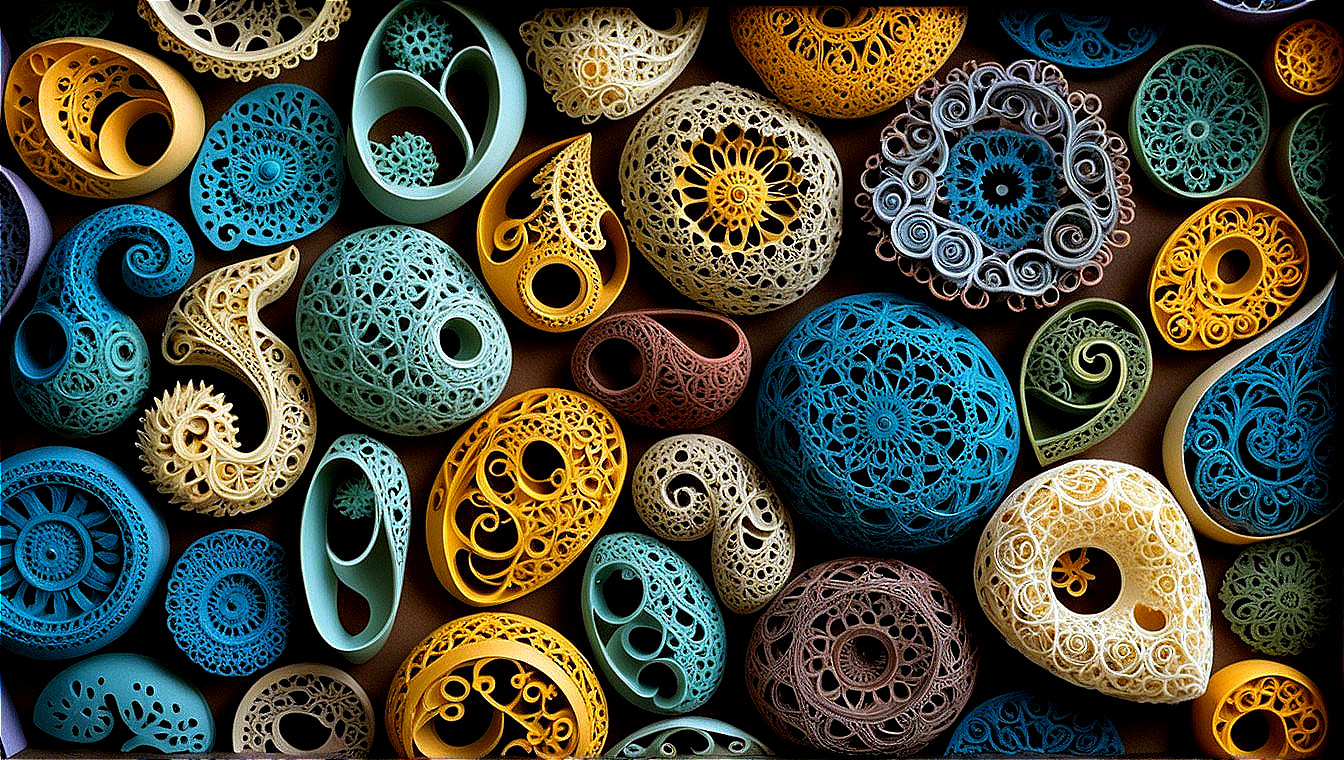 Intricately Designed Colorful Paper Sculptures Displayed